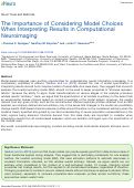 Cover page: The Importance of Considering Model Choices When Interpreting Results in Computational Neuroimaging.