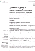 Cover page: Corrigendum: Rapid Eye Movements in Sleep Furnish a Unique Probe Into Consciousness.