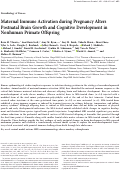 Cover page: Maternal Immune Activation during Pregnancy Alters Postnatal Brain Growth and Cognitive Development in Nonhuman Primate Offspring