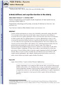 Cover page: Arterial Stiffness and Cognitive Function in the Elderly