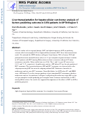 Cover page: Liver transplantation for hepatocellular carcinoma: analysis of factors predicting outcome in 1074 patients in OPTN Region 5