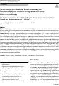 Cover page: Characteristics associated with decrements in objective measures of physical function in older patients with cancer during chemotherapy