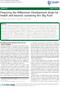 Cover page: Financing the Millennium Development Goals for health and beyond: sustaining the 'Big Push'