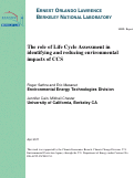 Cover page: The role of Life Cycle Assessment in identifying and reducing environmental impacts of CCS