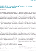 Cover page: Mobile Crisis Metrics: Moving Toward a Functional Crisis Continuum of Care