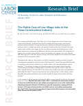 Cover page: The Public Cost of Low-Wage Jobs in the Texas Construction Industry