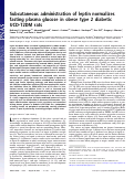 Cover page: Subcutaneous administration of leptin normalizes fasting plasma glucose in obese type 2 diabetic UCD-T2DM rats