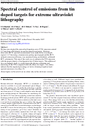 Cover page: Spectral Control of Emission from Tin Doped Targets for Extreme Ultraviolet Lithography