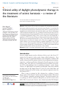 Cover page: Clinical utility of daylight photodynamic therapy in the treatment of actinic keratosis – a review of the literature