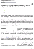 Cover page: Quantifiable Cross-cultural Research on Medical Mistrust is Necessary for Effective and Equitable Vaccination in Low- and Middle-income Countries.