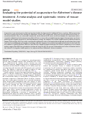 Cover page of Evaluating the potential of acupuncture for Alzheimer’s disease treatment: A meta-analysis and systematic review of mouse model studies