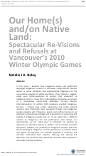 Cover page: Our Home(s) and/on Native Land: Spectacular Re-Visions and Refusals at Vancouver’s 2010 Winter Olympic Games