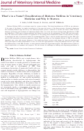 Cover page: What's in a Name? Classification of Diabetes Mellitus in Veterinary Medicine and Why It Matters