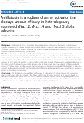 Cover page: Antillatoxin is a sodium channel activator that displays unique efficacy in heterologously expressed rNav1.2, rNav1.4 and rNav1.5 alpha subunits