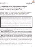 Cover page: 2019 American College of Rheumatology/Arthritis Foundation Guideline for the Management of Osteoarthritis of the Hand, Hip, and Knee