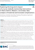 Cover page: Exploring the long-term impact of a nurse-midwife mentorship intervention in Neno district, Malawi: a secondary data analysis of maternal and neonatal complications