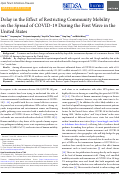 Cover page: Delay in the Effect of Restricting Community Mobility on the Spread of COVID-19 During the First Wave in the United States.