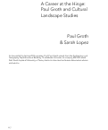 Cover page: A Career at the Hinge: Paul Groth and Cultural Landscape Studies