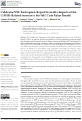 Cover page: California WIC Participants Report Favorable Impacts of the COVID-Related Increase to the WIC Cash Value Benefit.