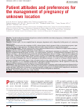Cover page: Patient attitudes and preferences for the management of pregnancy of unknown location