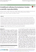 Cover page: Undefined cellulase formulations hinder scientific reproducibility