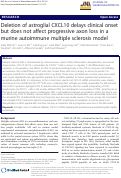 Cover page: Deletion of astroglial CXCL10 delays clinical onset but does not affect progressive axon loss in a murine autoimmune multiple sclerosis model