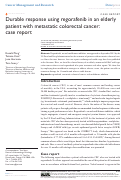 Cover page: Durable response using regorafenib in an elderly patient with metastatic colorectal cancer: case report