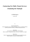 Cover page: Contracting For Public Transit Services: Evaluating the Tradeoffs