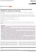 Cover page: Managing Eating Disorders Within Medicaid-Funded Health Care Systems in California.