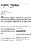 Cover page: Social Exclusion Predicts Impaired Self‐Regulation: A 2‐Year Longitudinal Panel Study Including the Transition from Preschool to School