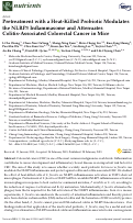 Cover page: Pretreatment with a Heat-Killed Probiotic Modulates the NLRP3 Inflammasome and Attenuates Colitis-Associated Colorectal Cancer in Mice