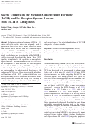 Cover page: Recent Updates on the Melanin-Concentrating Hormone (MCH) and Its Receptor System: Lessons from MCH1R Antagonists