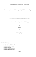 Cover page: Evolutionary genetics of self-incompatibility in solanaceae and papaveraceae