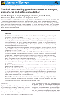 Cover page: Tropical tree seedling growth responses to nitrogen, phosphorus and potassium addition