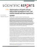 Cover page: Optimization of ClpXP activity and protein synthesis in an E. coli extract-based cell-free expression system