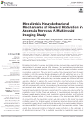 Cover page: Mesolimbic Neurobehavioral Mechanisms of Reward Motivation in Anorexia Nervosa: A Multimodal Imaging Study