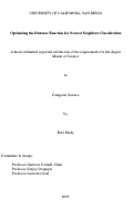 Cover page: Optimizing the distance function for nearest neighbors classification