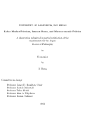 Cover page: Labor Market Frictions, Interest Rates, and Macroeconomic Policies