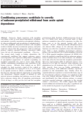 Cover page: Conditioning processes contribute to severity of naloxone-precipitated withdrawal from acute opioid dependence