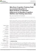 Cover page: Why Does Cognitive Training Yield Inconsistent Benefits? A Meta-Analysis of Individual Differences in Baseline Cognitive Abilities and Training Outcomes
