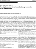 Cover page: The adaptive model of thermal comfort and energy conservation in the built environment