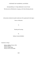 Cover page: Meaning making in a college mathematics lecture format : the intersection of mathematics, language, and cultural meaning systems