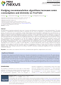 Cover page: Nudging recommendation algorithms increases news consumption and diversity on YouTube.