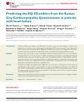 Cover page: Predicting the EQ-5D utilities from the Kansas City Cardiomyopathy Questionnaire in patients with heart failure