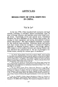 Cover page: Resolution of Civil Disputes in China