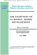 Cover page: Air Tightness of US Homes: Model Development