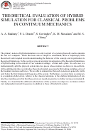 Cover page: Theoretical evaluation of hybrid simulation for classical problems in continuum mechanics