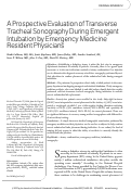 Cover page: A Prospective Evaluation of Transverse Tracheal Sonography During Emergent Intubation by Emergency Medicine Resident Physicians