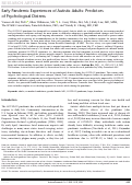 Cover page: Early Pandemic Experiences of Autistic Adults: Predictors of Psychological Distress