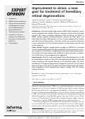 Cover page: Improvement in vision: a new goal for treatment of hereditary retinal degenerations.
